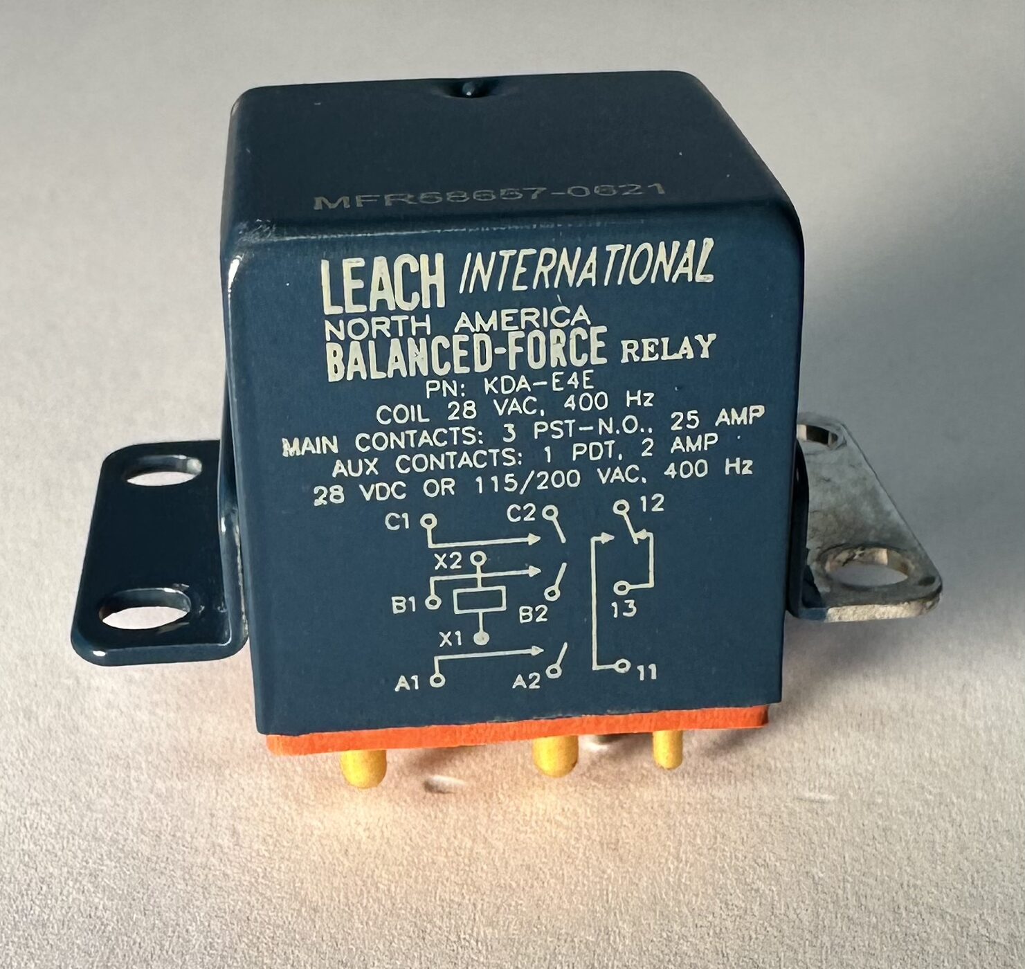 LEACH KDA-E4E Aircraft Relay | KDAE4E | 25A | NSN 5945-01-611-5911 | Tested Used